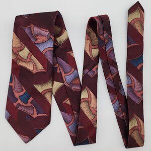 Christian Dior Monieur Tie Polyester Geometric Maroon Textured 55.5" L 3.5" W